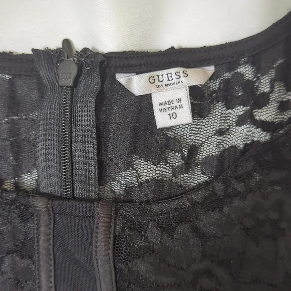 NWT Guess LS Francis Ruffle Lace Dress, Color Black Size 10 - Picture 14 of 16